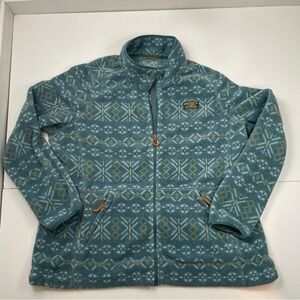 L.L.Bean Mountain Canin Fleece Jacket Soft Spruce Fair Isle Women size 2X plus
